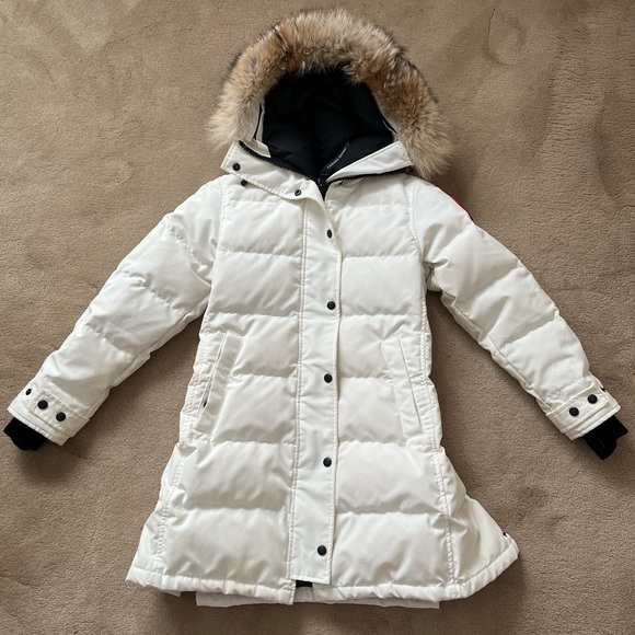 Canada Goose White Puffer Jacket with Fur Hood - Picture 2 of 16